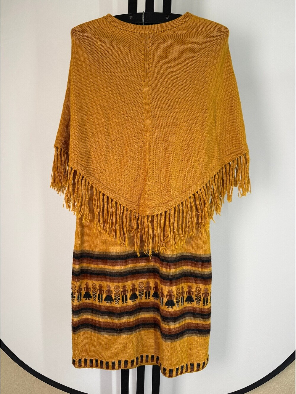 Sidrik's Peruvian Knit Poncho Maxi Skirt Set Vintage Style